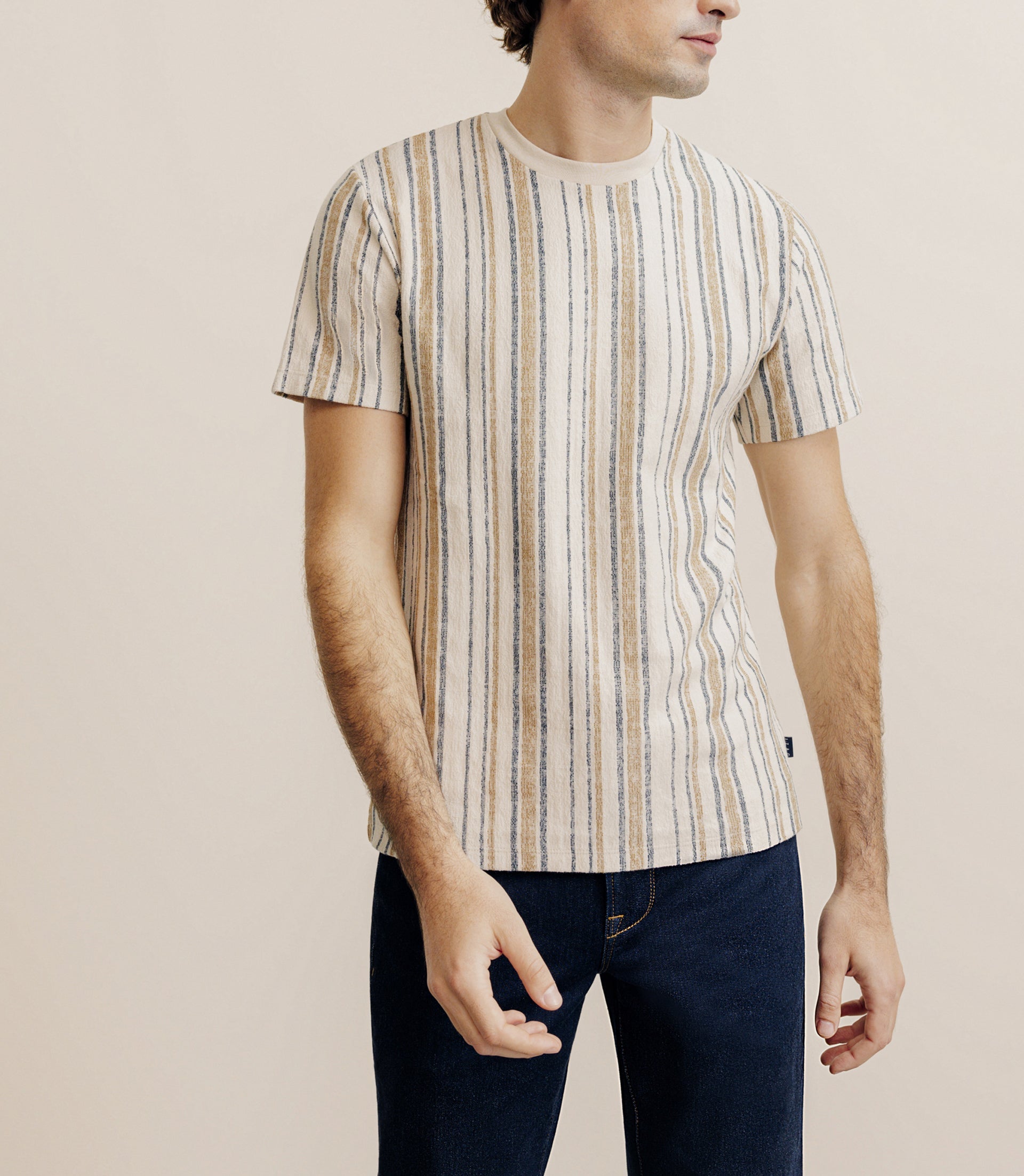 T-shirt à rayures camel - IZAC