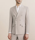 Costume croisé en laine mélangée beige - IZAC