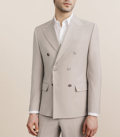 Costume croisé en laine mélangée beige - IZAC