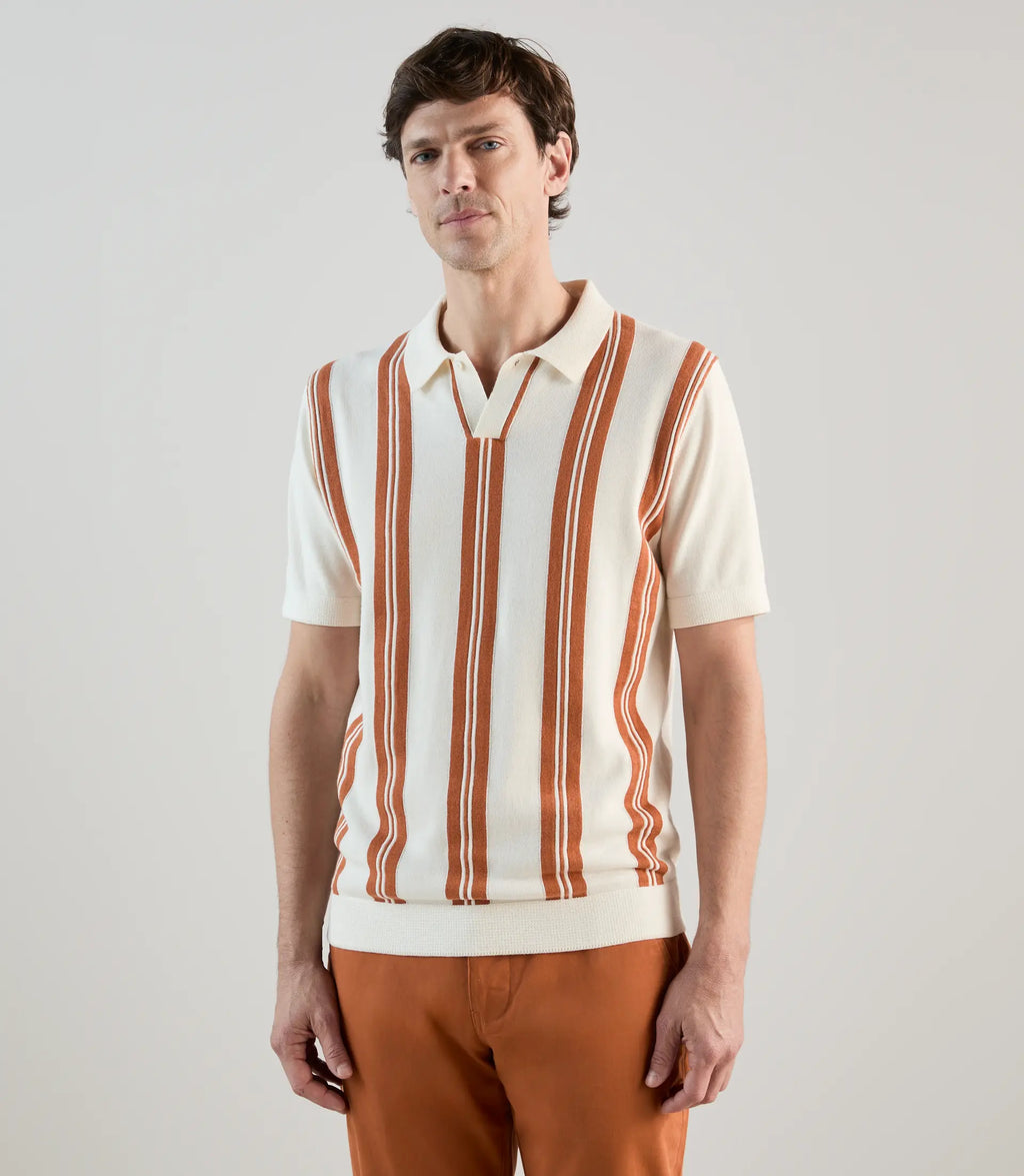 Polo en maille à rayures orange - IZAC