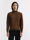 Pull col cheminée en laine mérinos tabac - IZAC