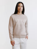 Pull jacquard col rond beige - IZAC