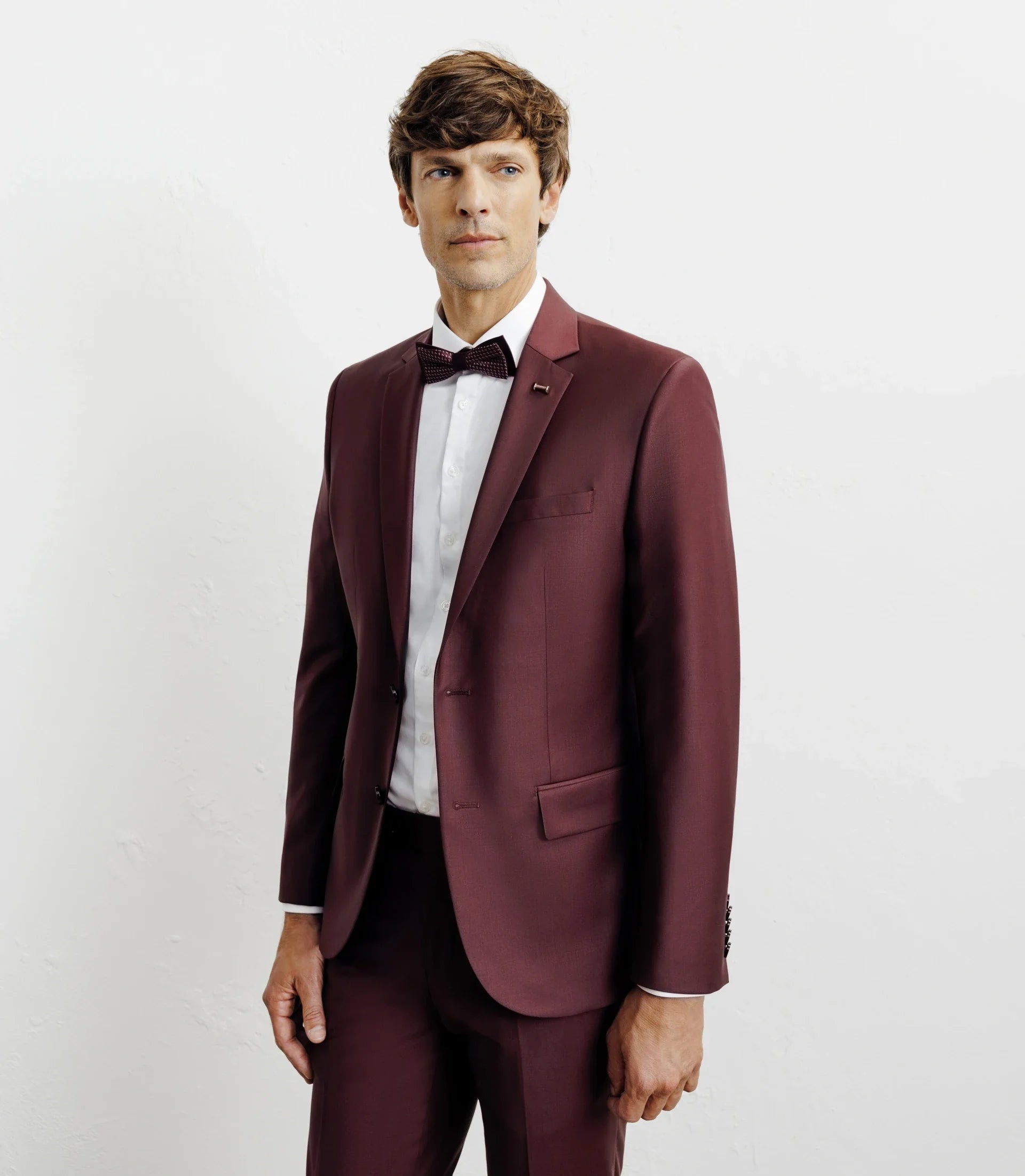 Costume 2 boutons laine majoritaire prune - IZAC