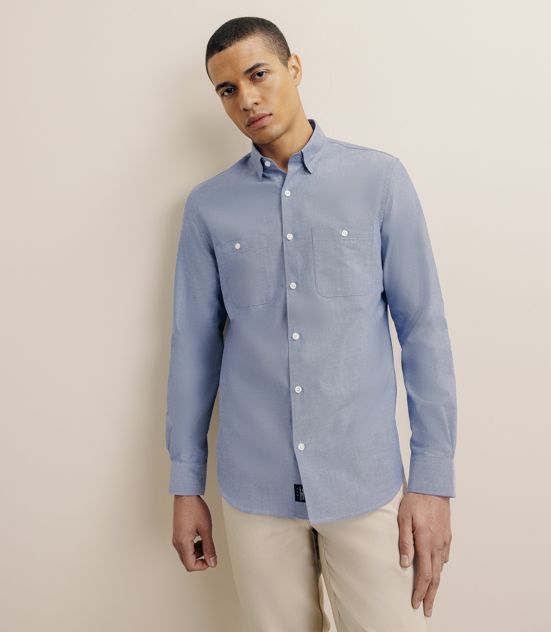 Chemise droite oxford marine - IZAC
