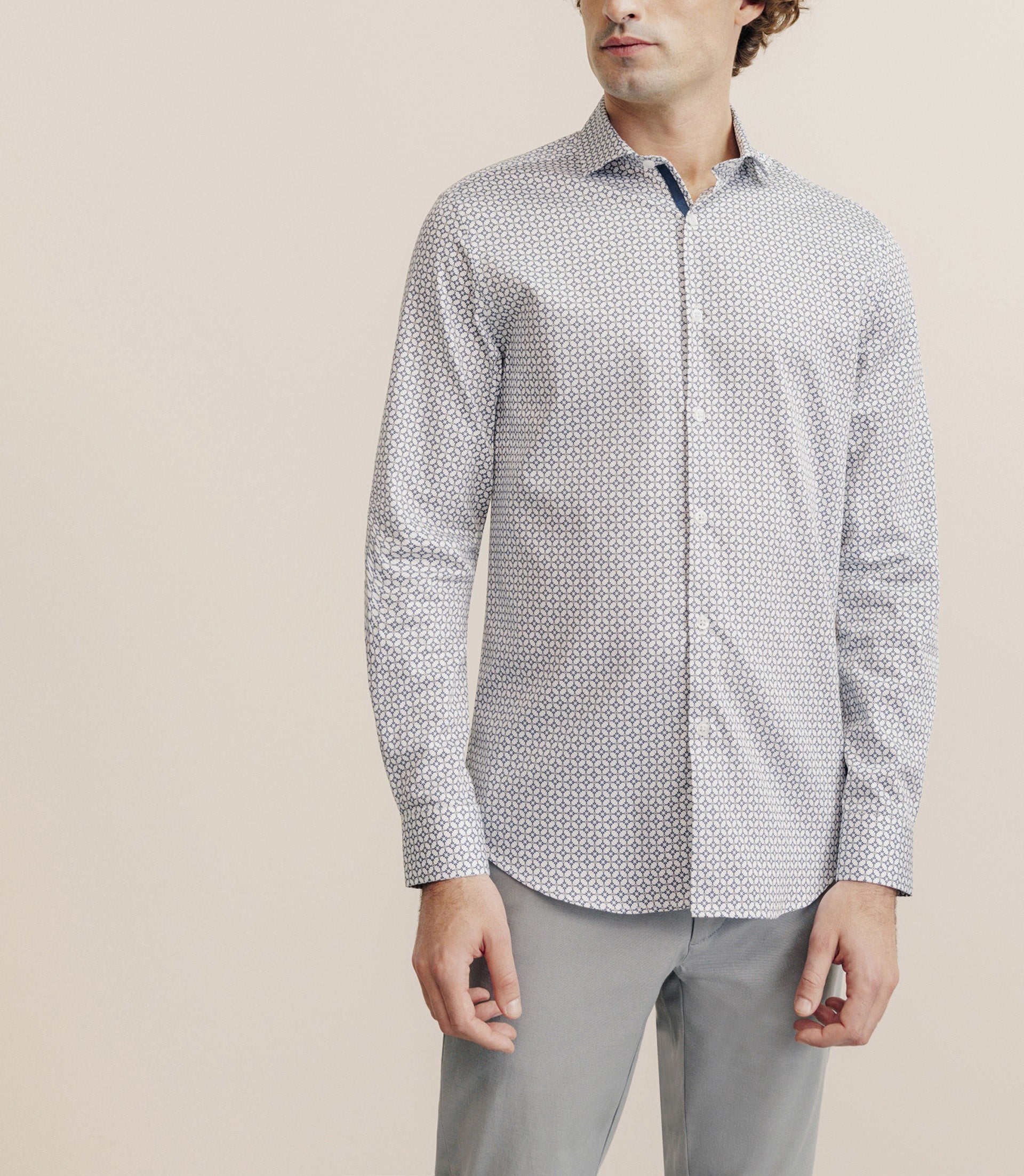 Chemise col italien regular écrue - IZAC