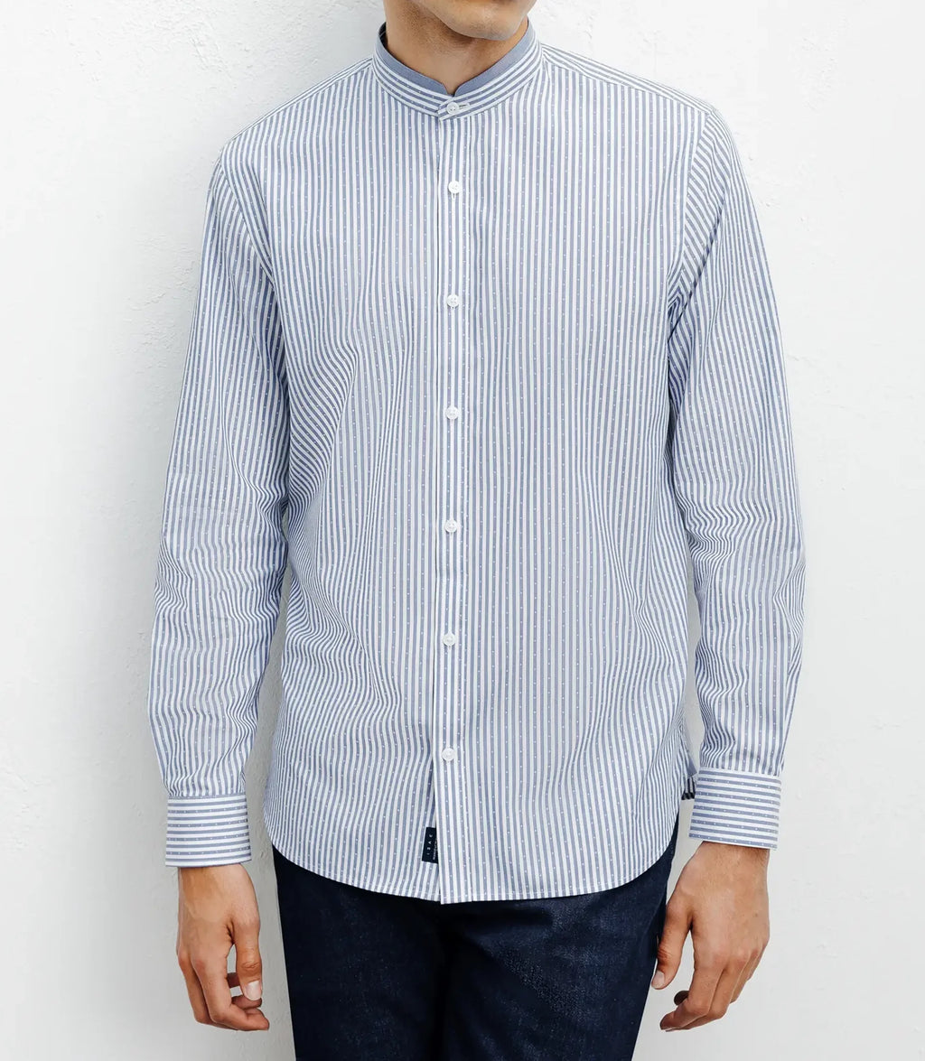 Chemise casual col mao ciel - IZAC