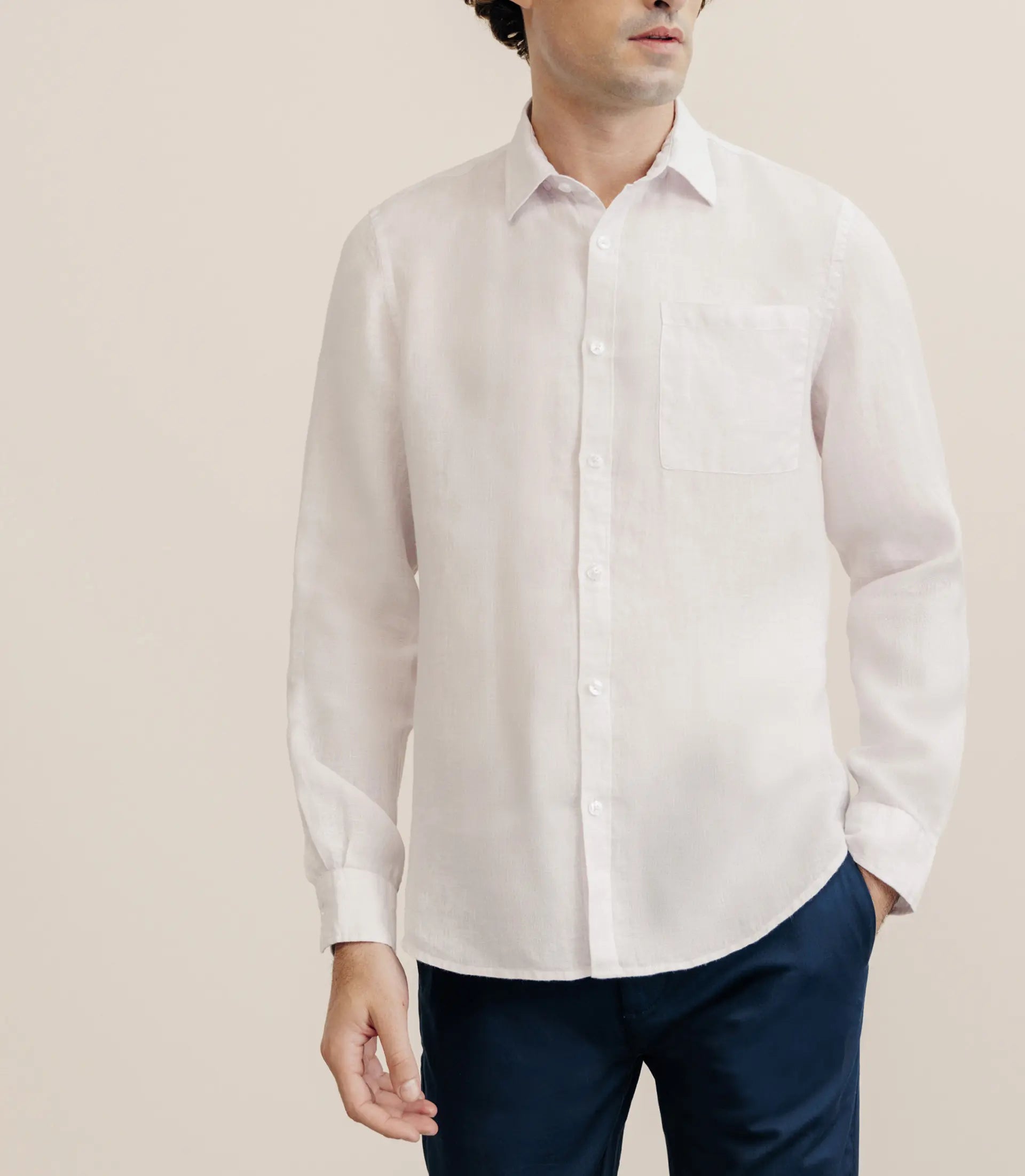 Chemise regular 100% lin rose - IZAC