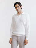 Pull à col polo ouvert à jeux de points écru - IZAC