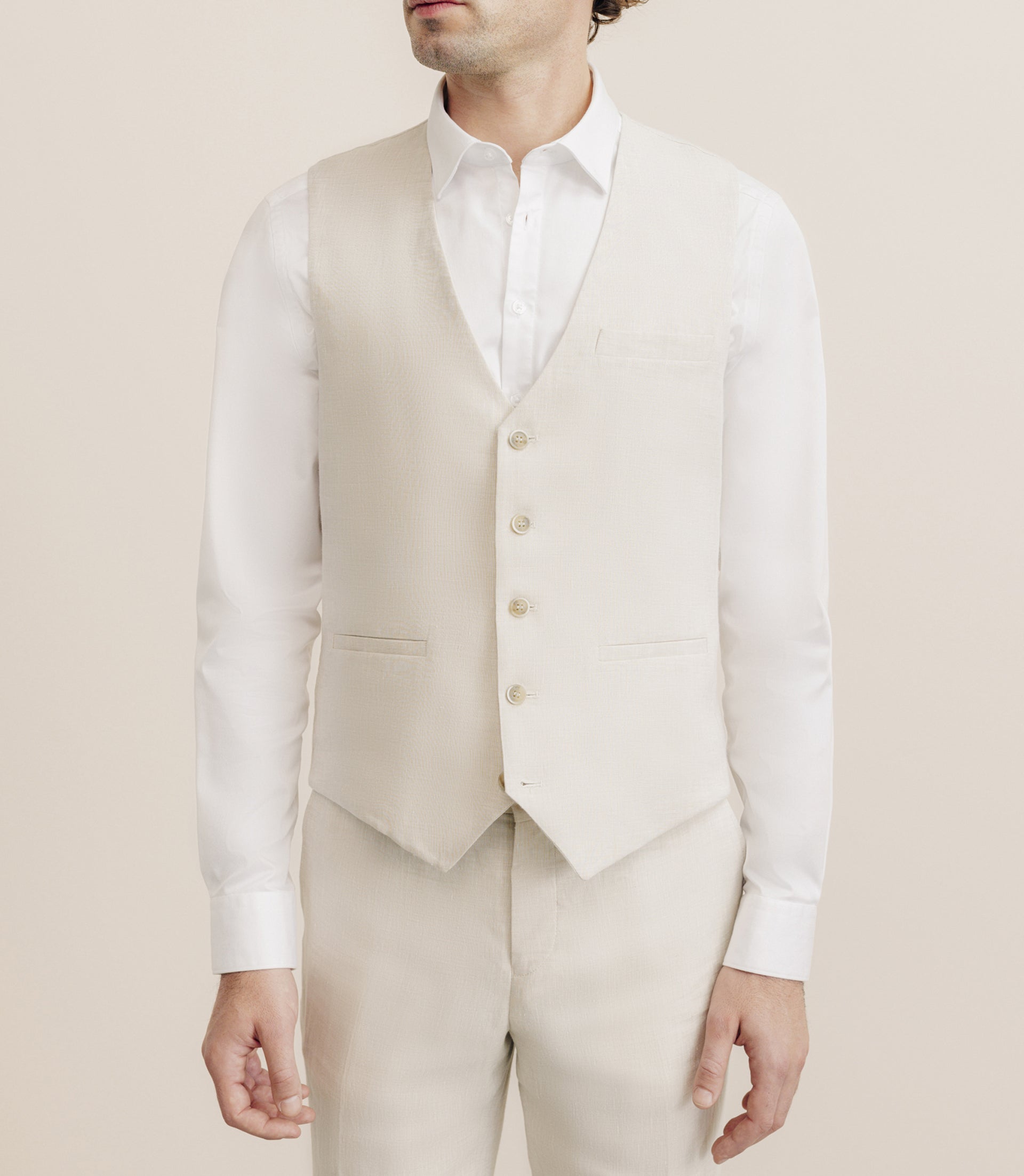 Gilet 100% lin beige - IZAC