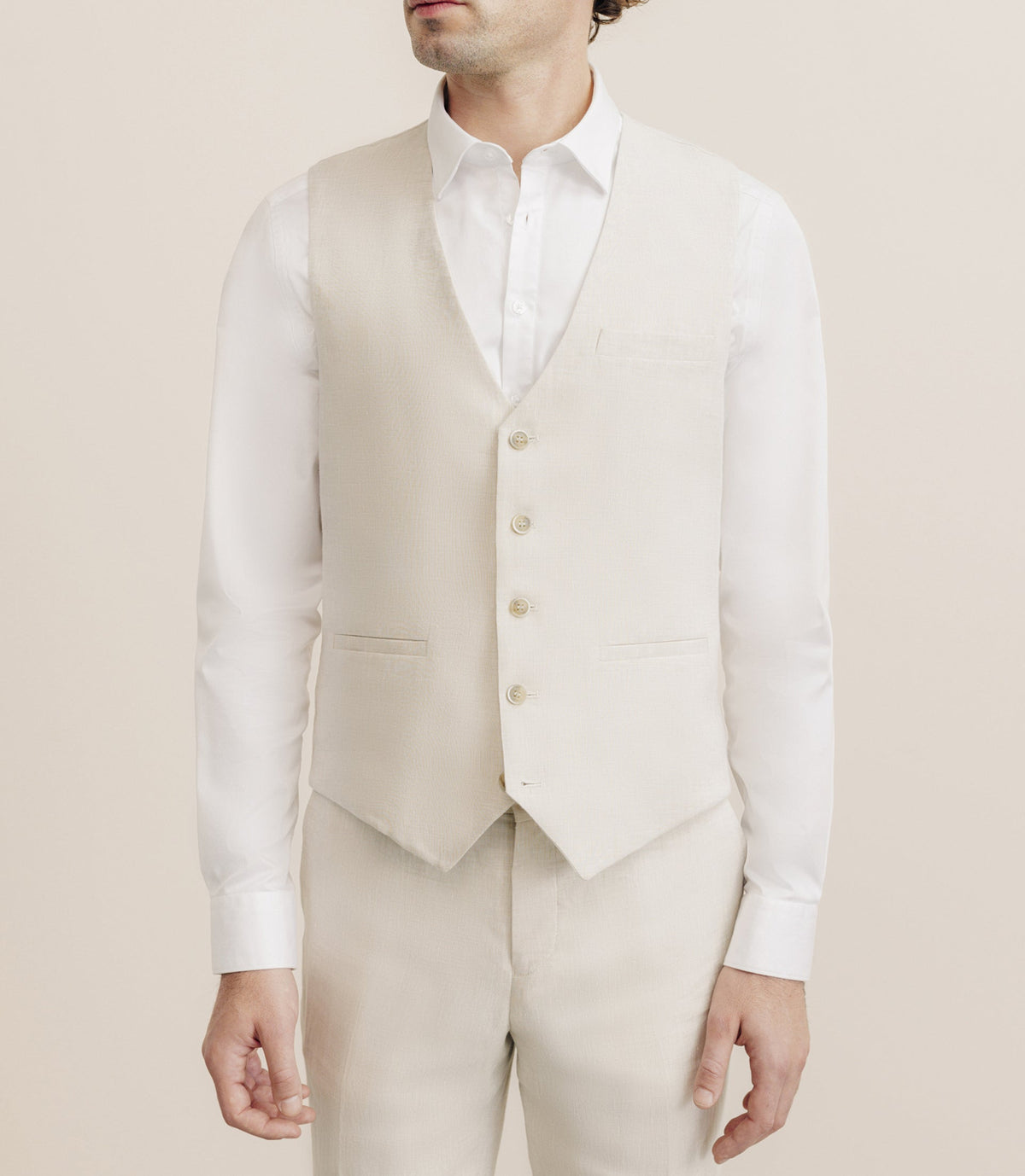 Gilet 100% lin beige - IZAC