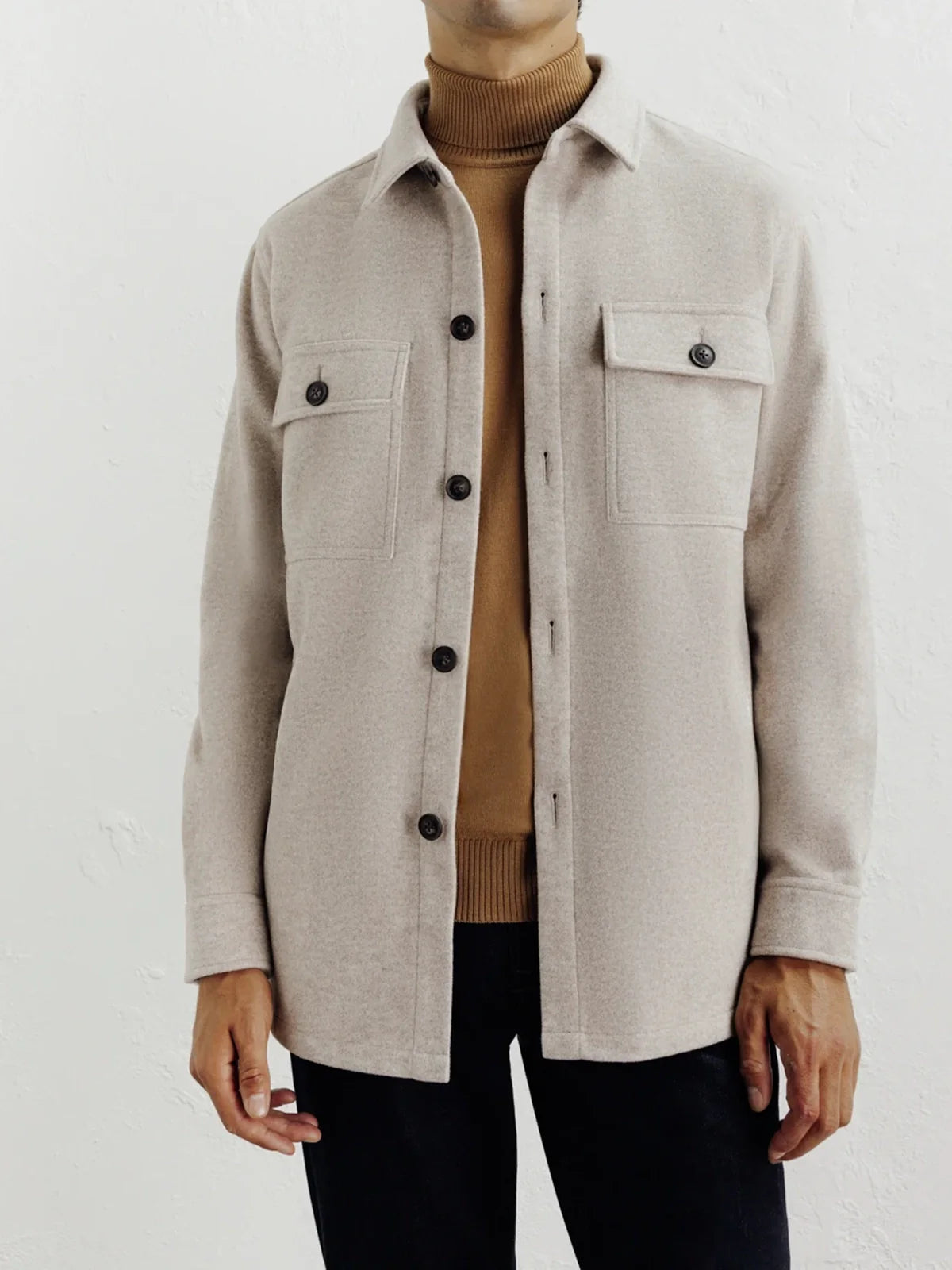 Veste casual col chemise beige - IZAC