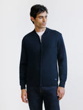 Gilet zippé à jeux de points marine - IZAC