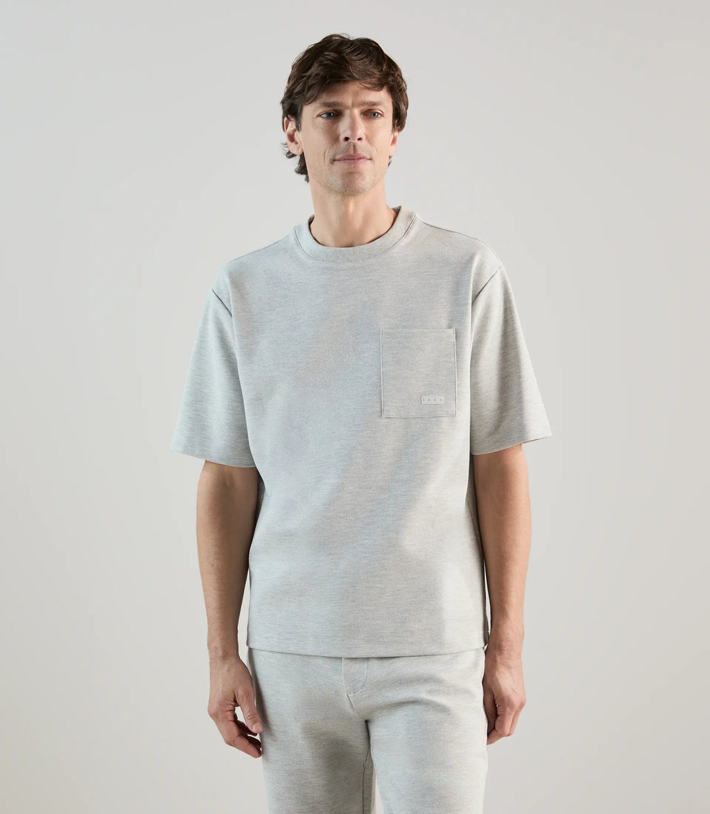 T-shirt col rond en jeu de points gris chine - IZAC