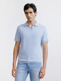 Polo col ouvert en maille bleu ciel - IZAC