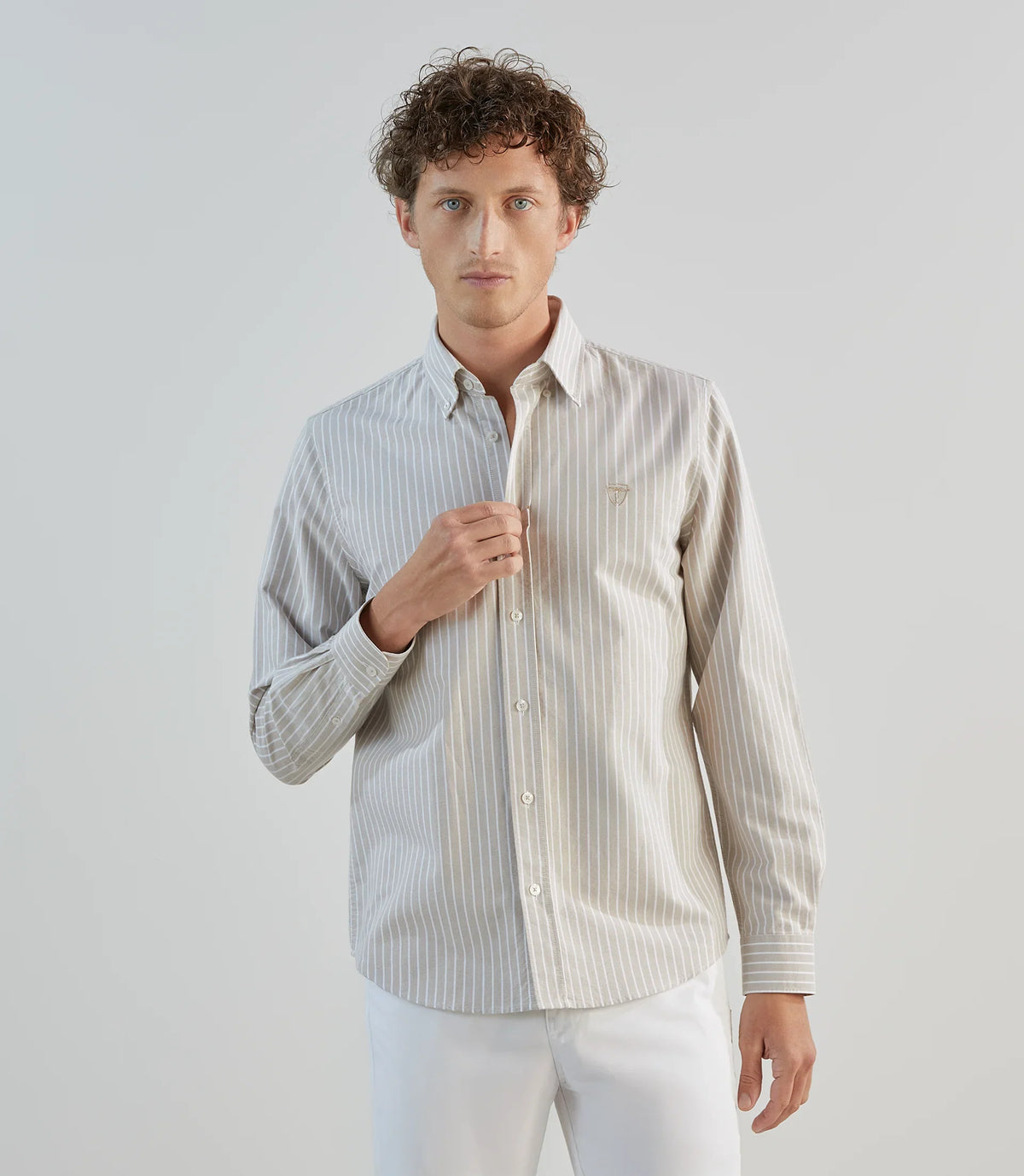 Chemise casual avec col boutonné beige - IZAC