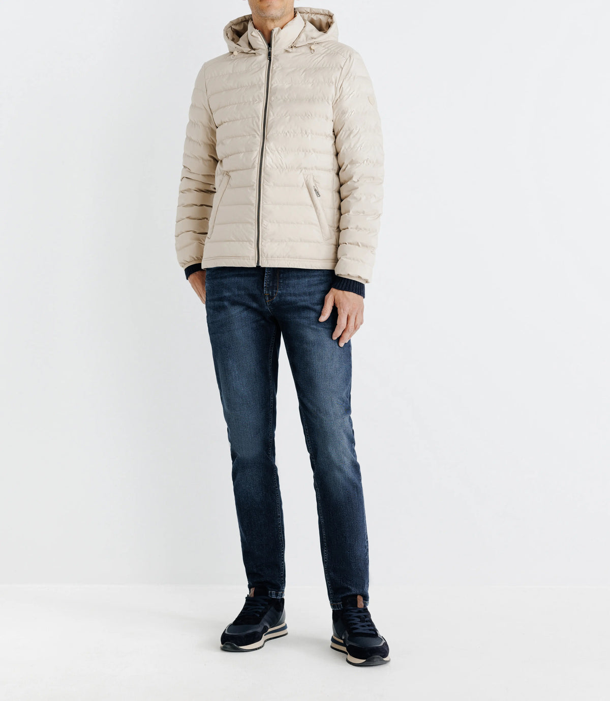 Doudoune avec capuche amovible beige - IZAC