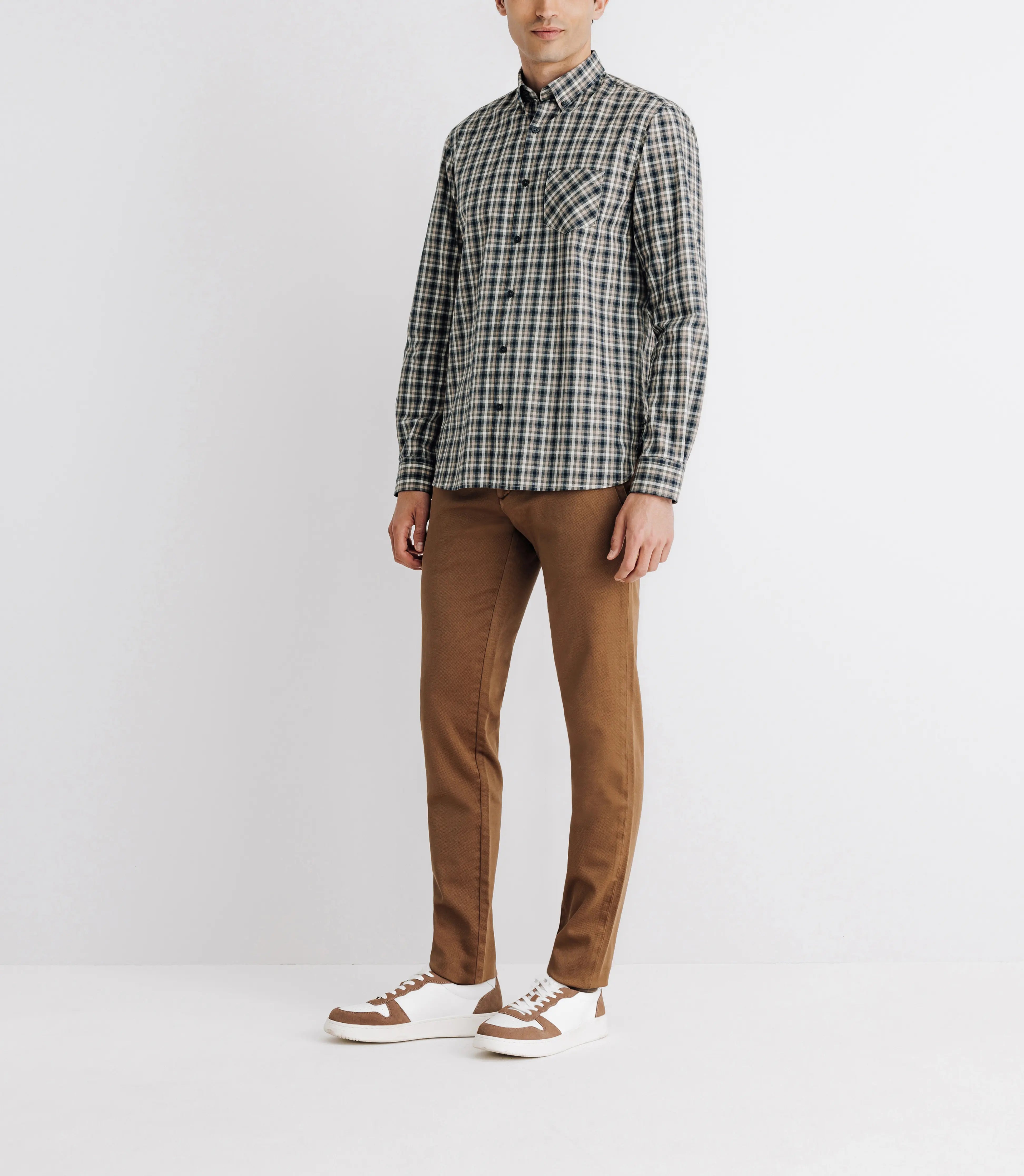 Chemise à petits carreaux beige - IZAC
