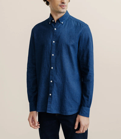Chemise col boutonné marine - IZAC