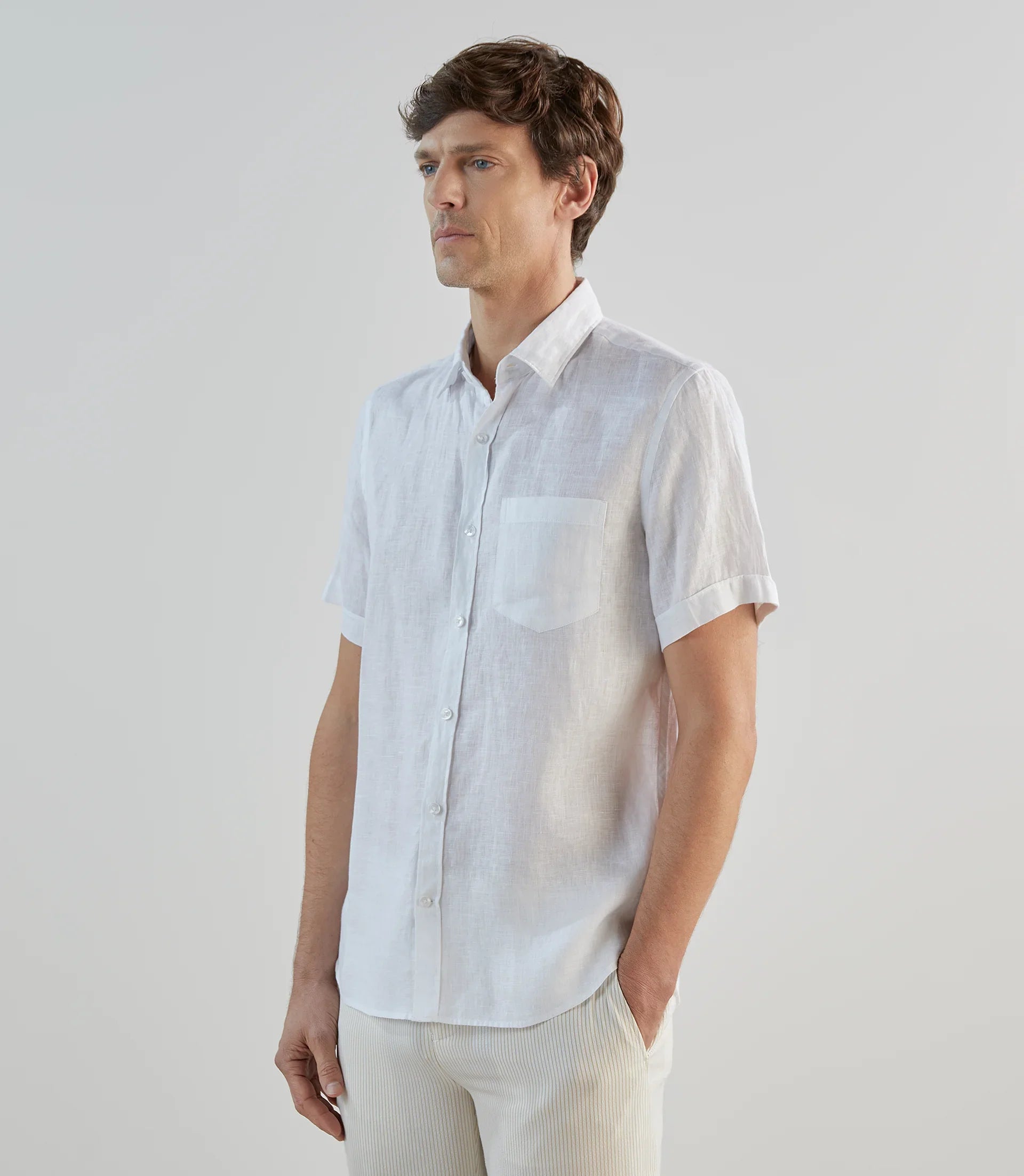 Chemise casual 100% lin blanche - IZAC