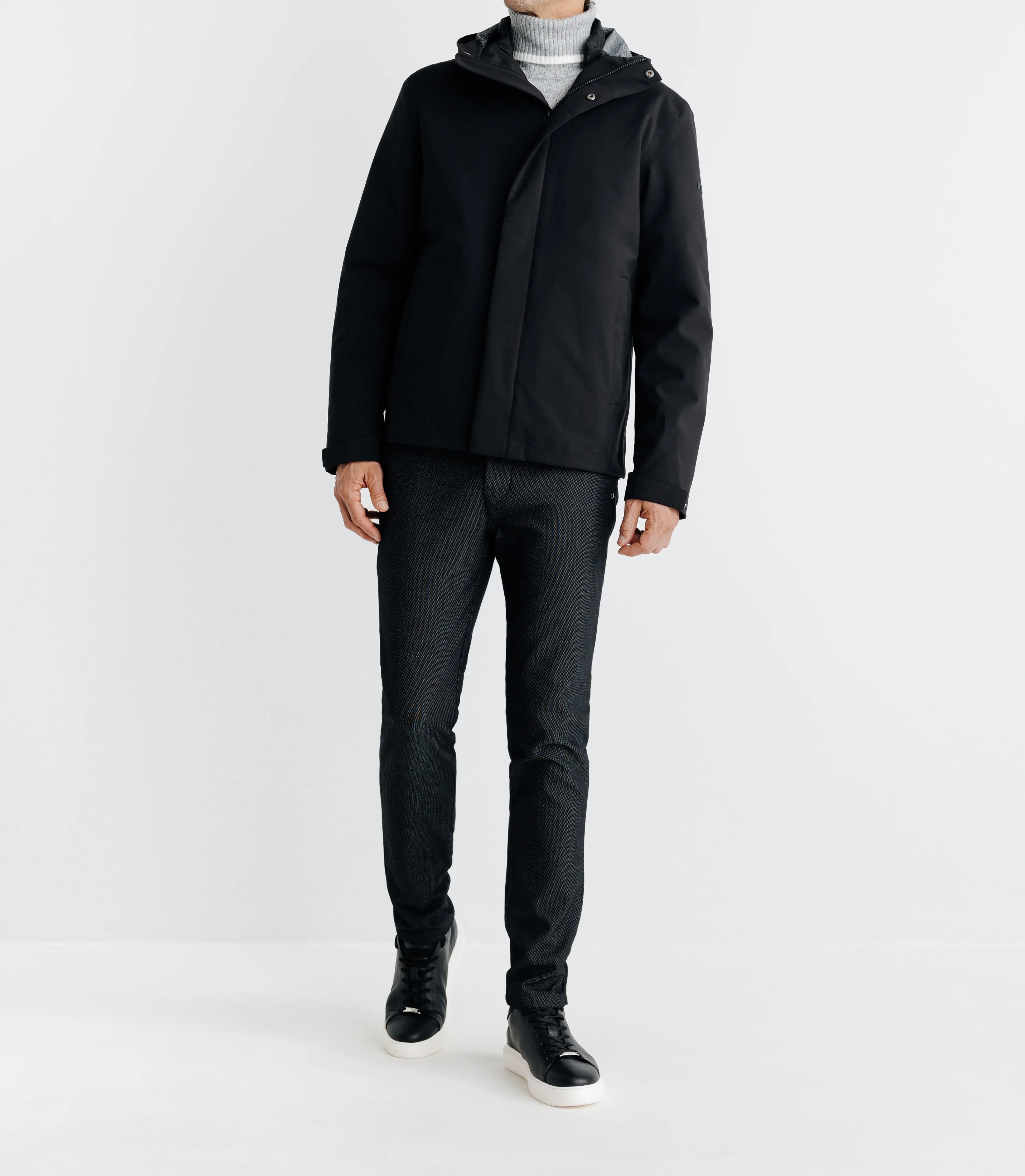 Parka courte avec col montant noir - IZAC