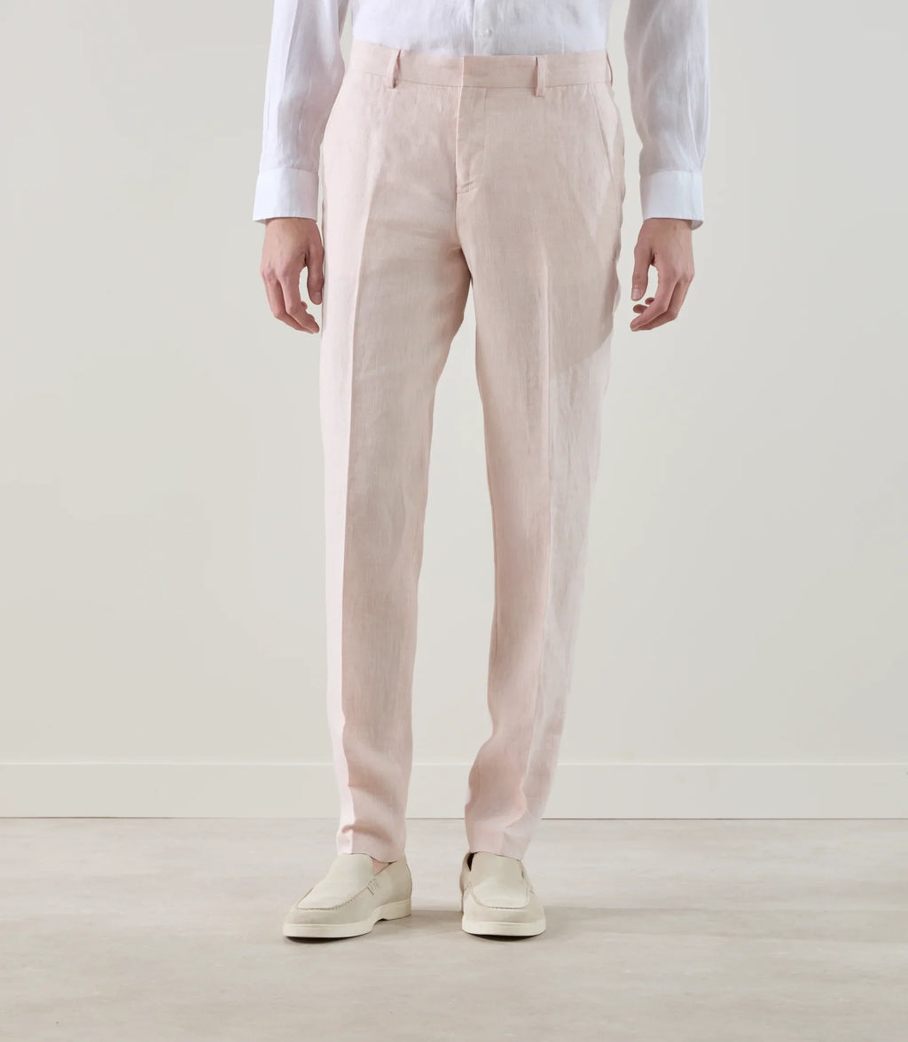 Pantalon ville 100% lin rose - IZAC