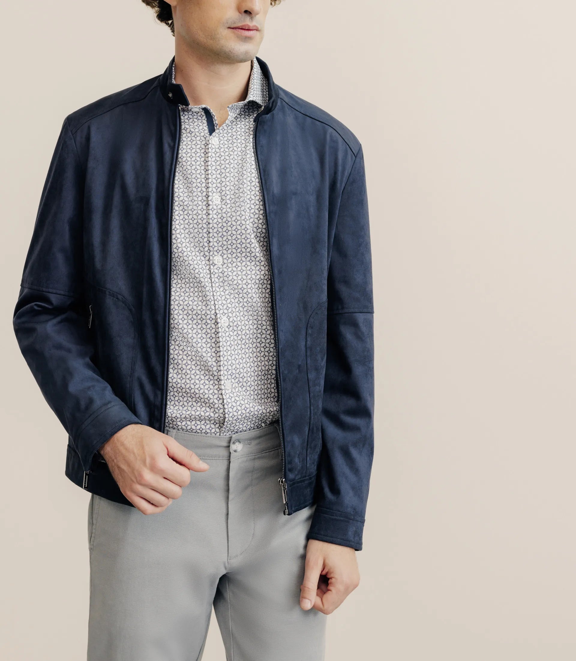 Blouson en suédine marine - IZAC