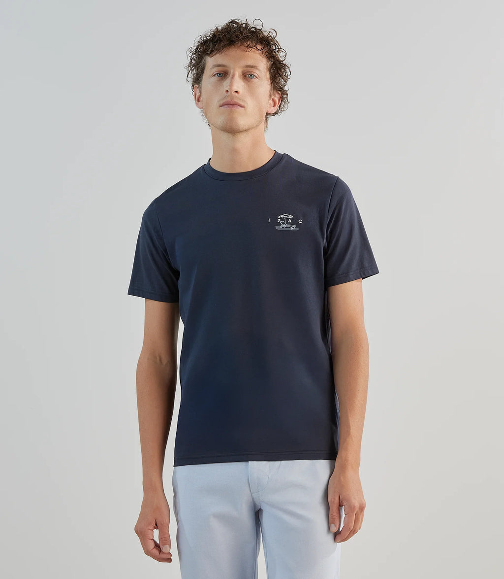 T-shirt col rond avec print marine - IZAC