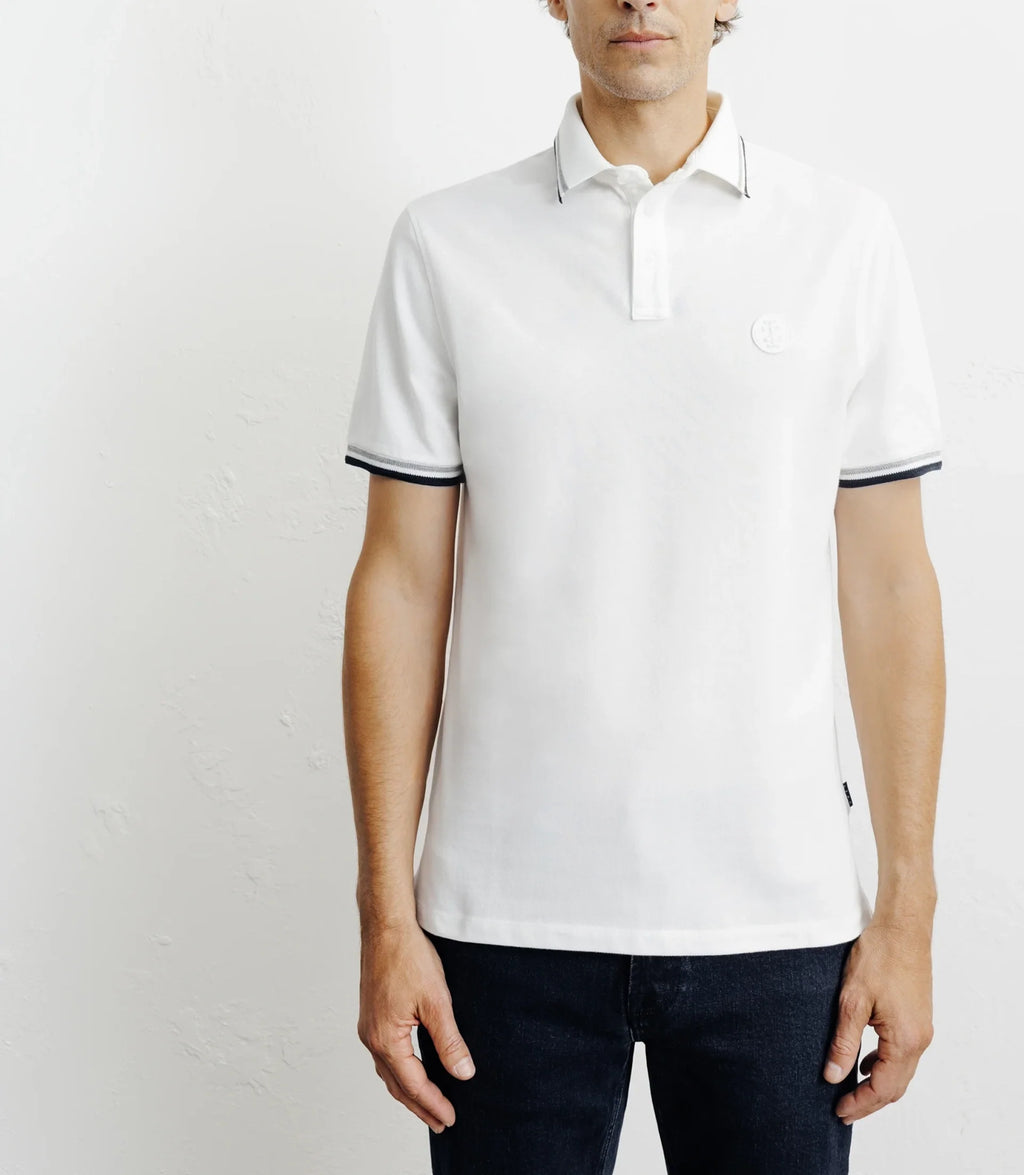 Polo piqué boutonné blanc - IZAC
