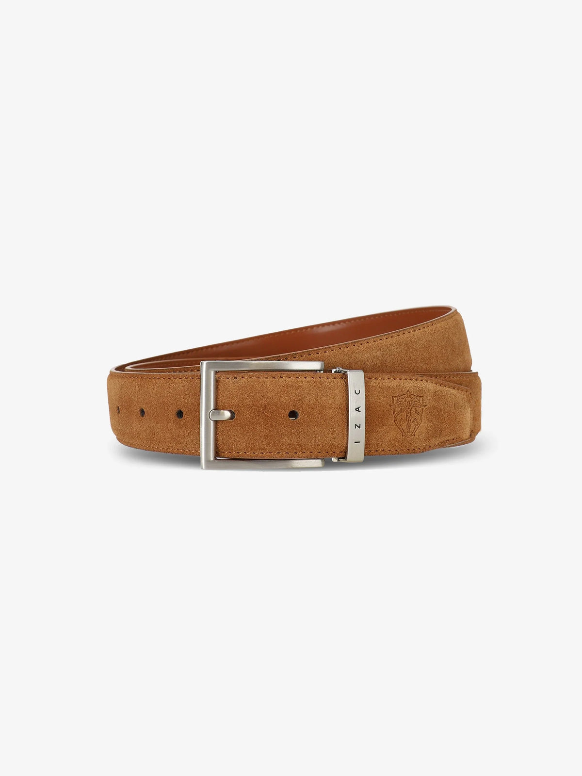 Ceinture réversible en cuir nubuck camel - IZAC