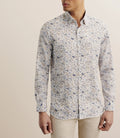 Chemise à fleurs 100% coton beige - IZAC