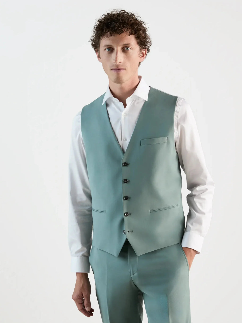 Gilet ville en laine majoritaire vert clair - IZAC