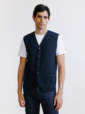 Gilet sans manche en maille marine - IZAC