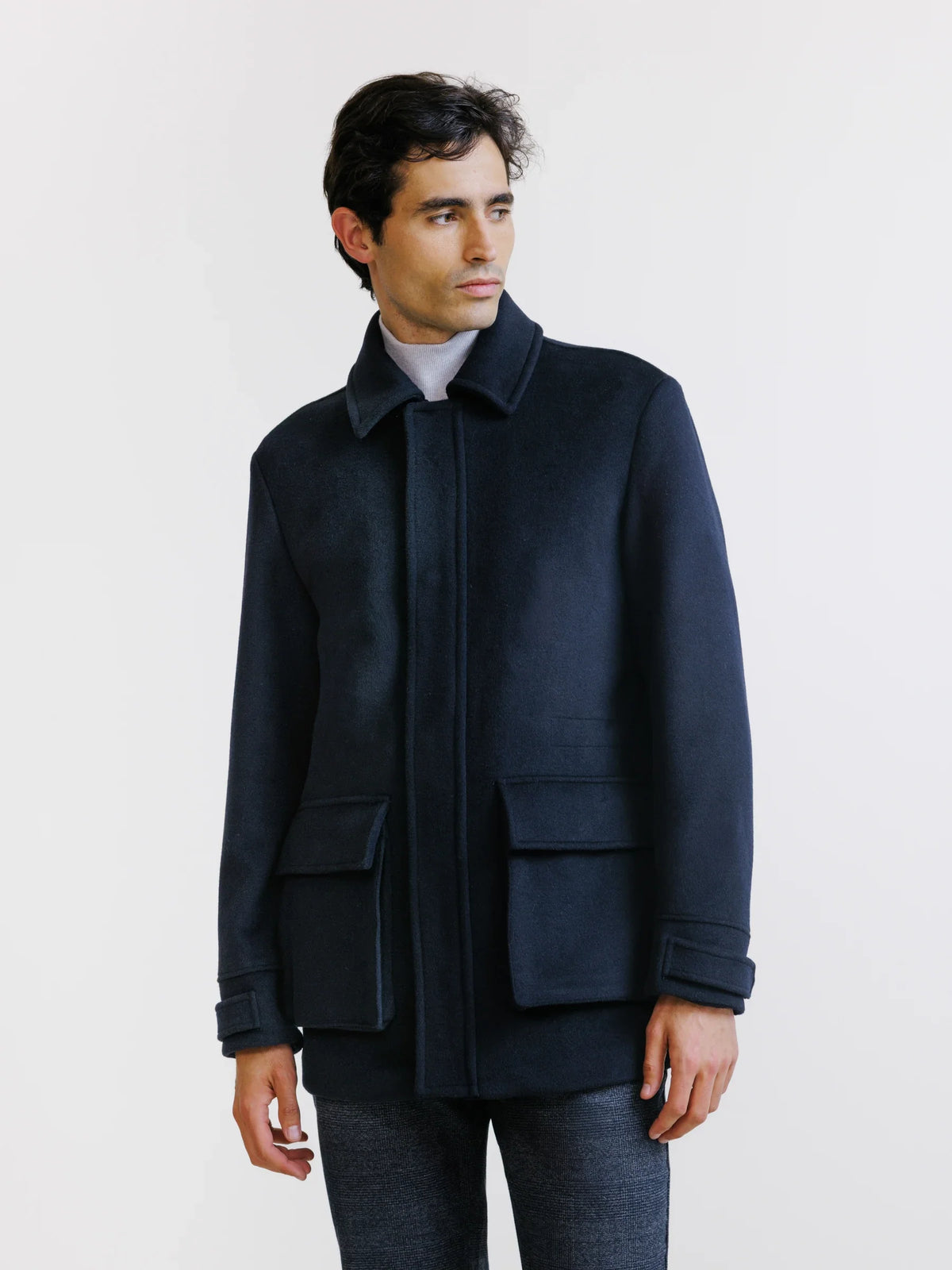 Manteau col chemise marine - IZAC