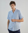 Chemise casual brodée ciel - IZAC
