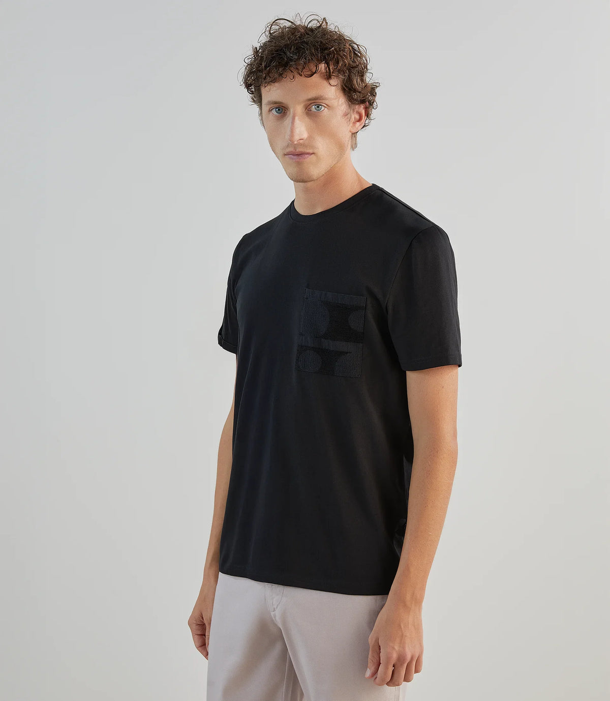 T-shirt col rond à manches courtes noir - IZAC