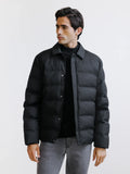 Doudoune courte col chemise noire - IZAC