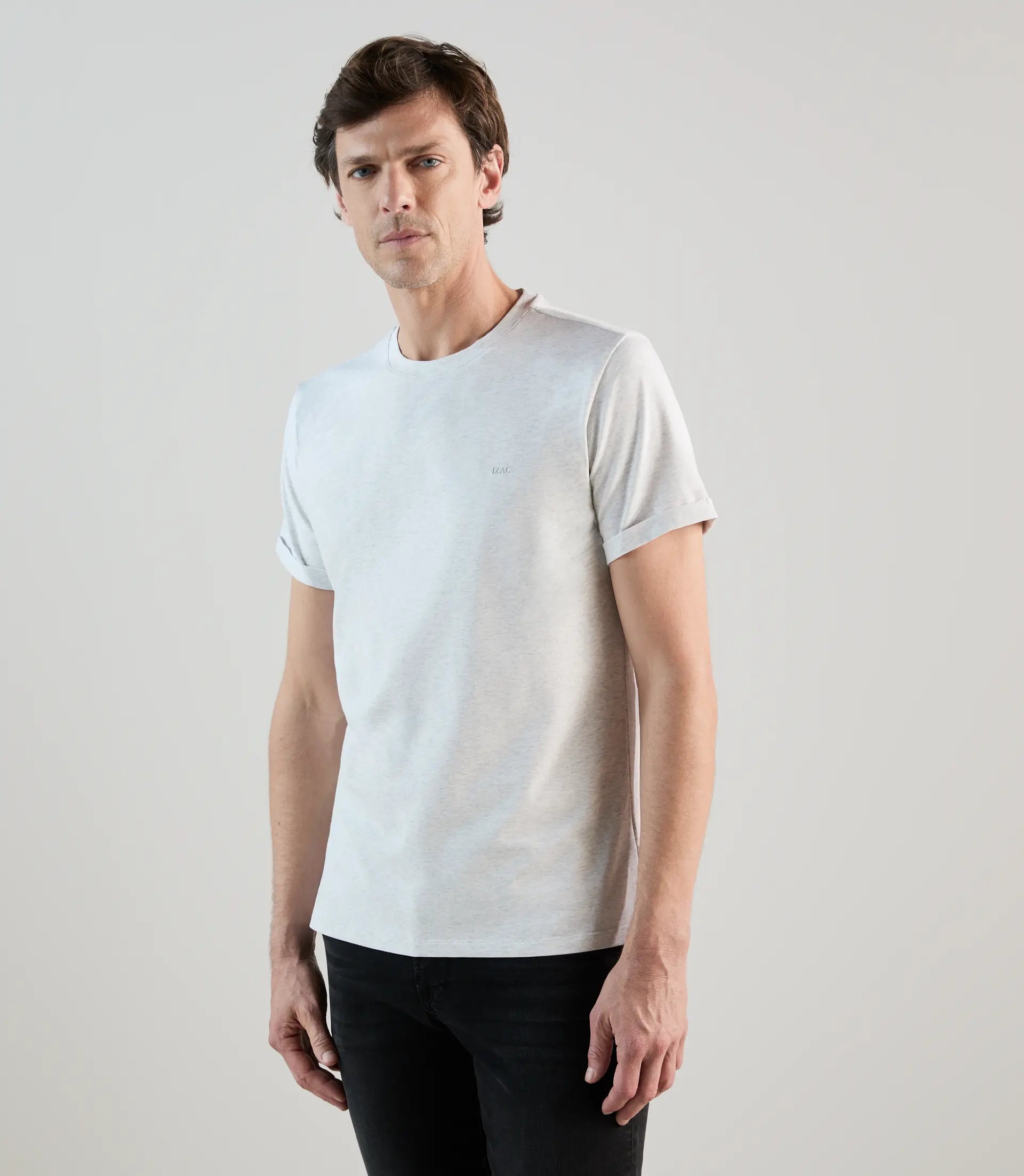 T-shirt col rond gris chiné - IZAC