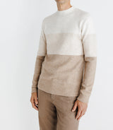 Pull col rond rayé écru - IZAC