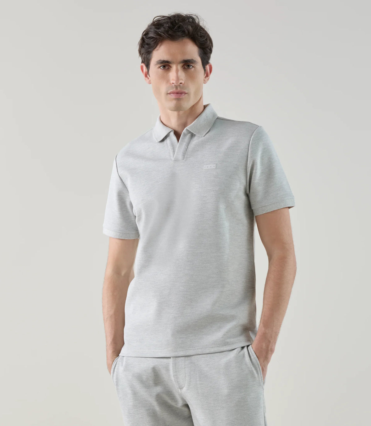 Polo col ouvert gris chiné - IZAC