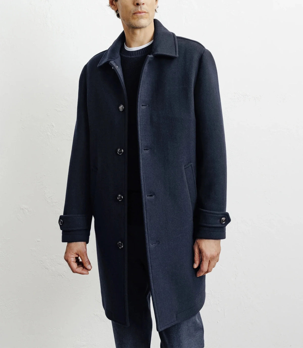 Manteau long droit marine - IZAC