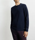 Pull manches longues col rond en maille marine - IZAC