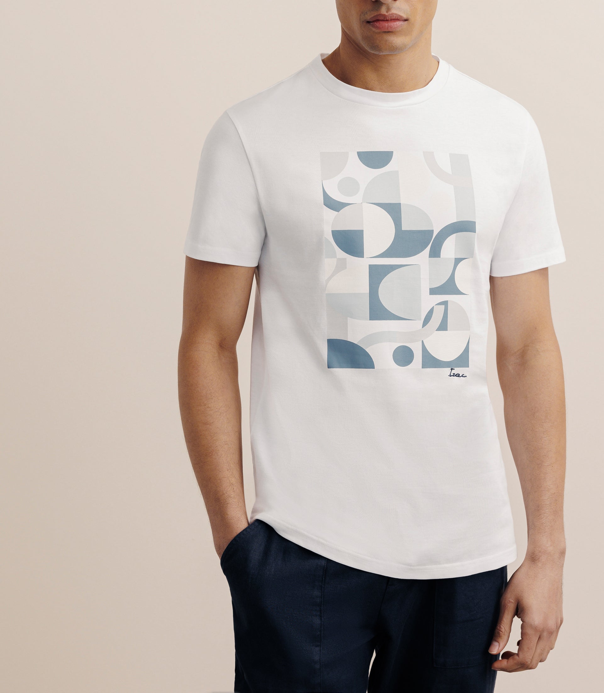 T-shirt print manches courtes blanc - IZAC