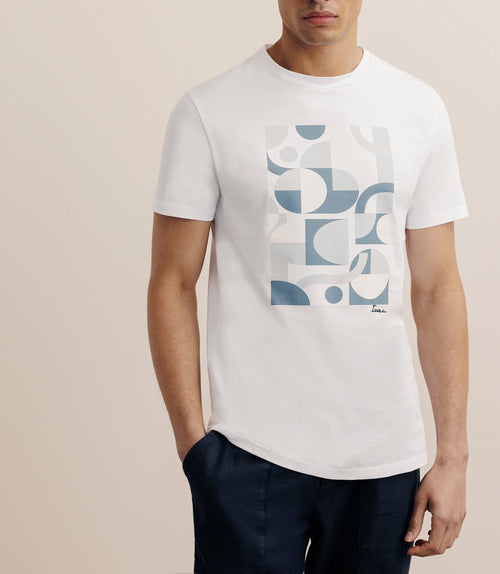 T-shirt print manches courtes blanc - IZAC