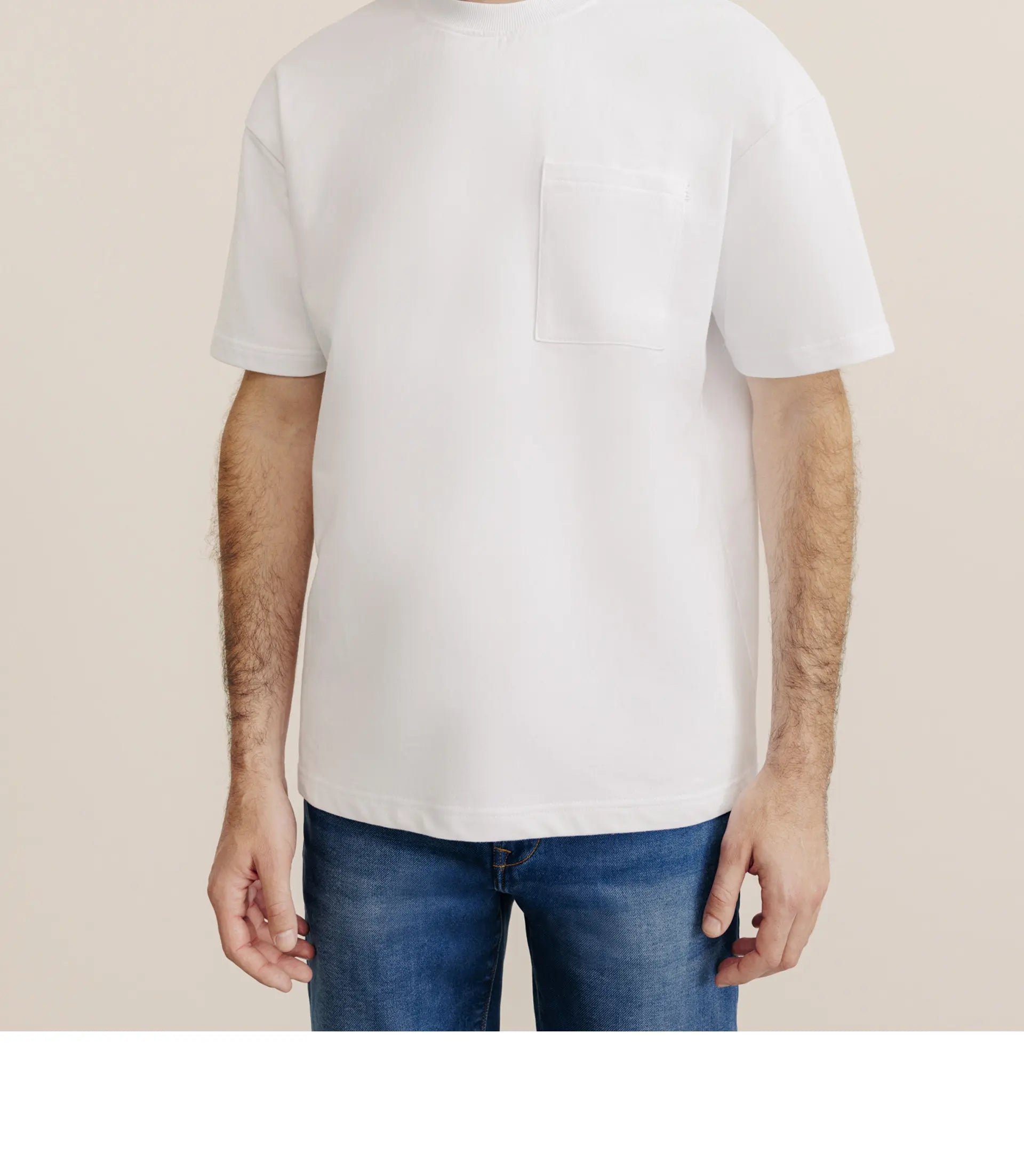 T-shirt uni oversize col rond blanc - IZAC