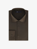 Chemise ville en satin marron foncé