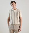 Polo en maille à rayures beige - IZAC
