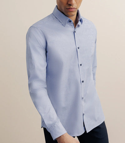 Chemise manches longue droite bleue - IZAC