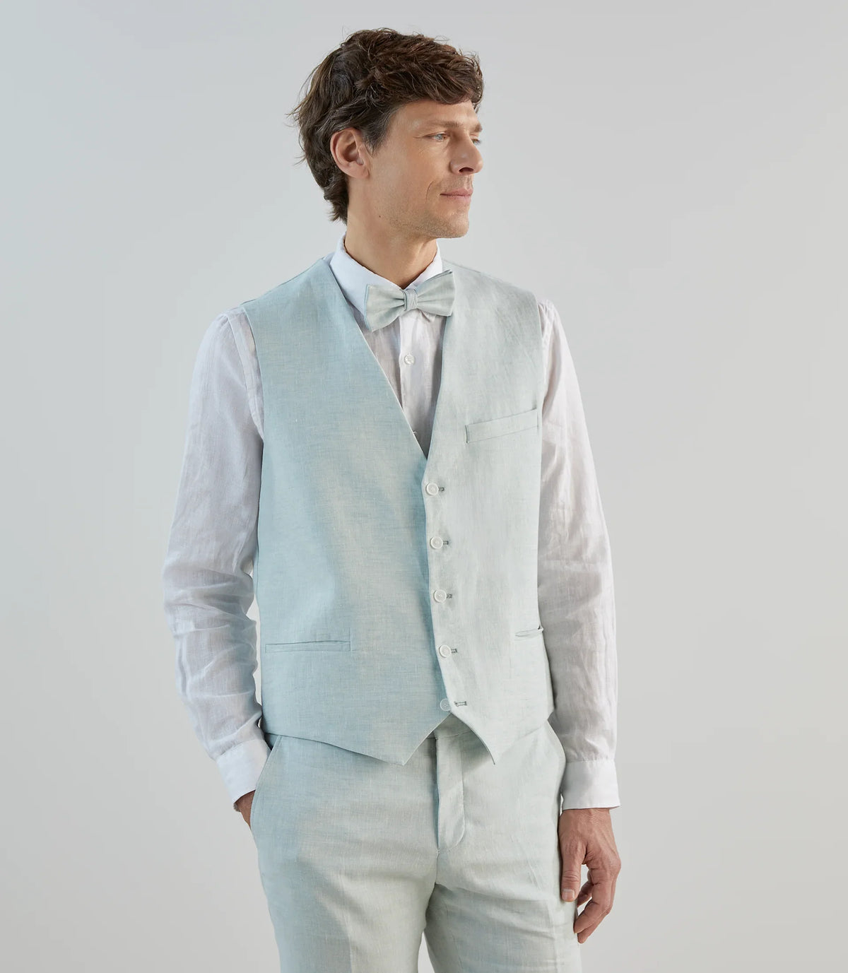 Gilet ville 100% lin vert d'eau - IZAC