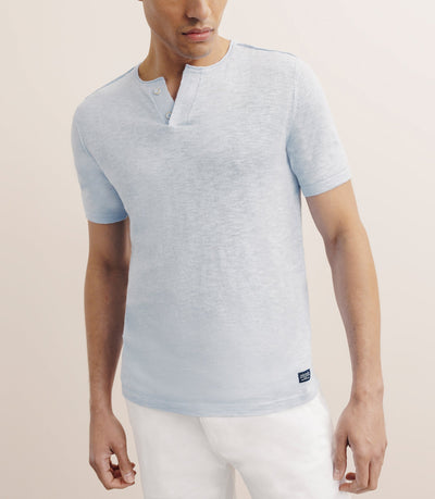 T-shirt boutonné bleu ciel - IZAC