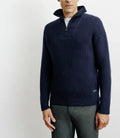 Pull en laine col camionneur marine - IZAC